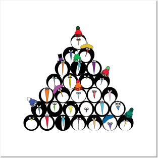 Jolly Colourful Penguin Pyramid Posters and Art